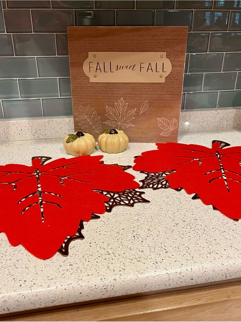 Dark Orange/ Copper Fall Leaf Placemats (2) - Seasonal Home Holiday Decor